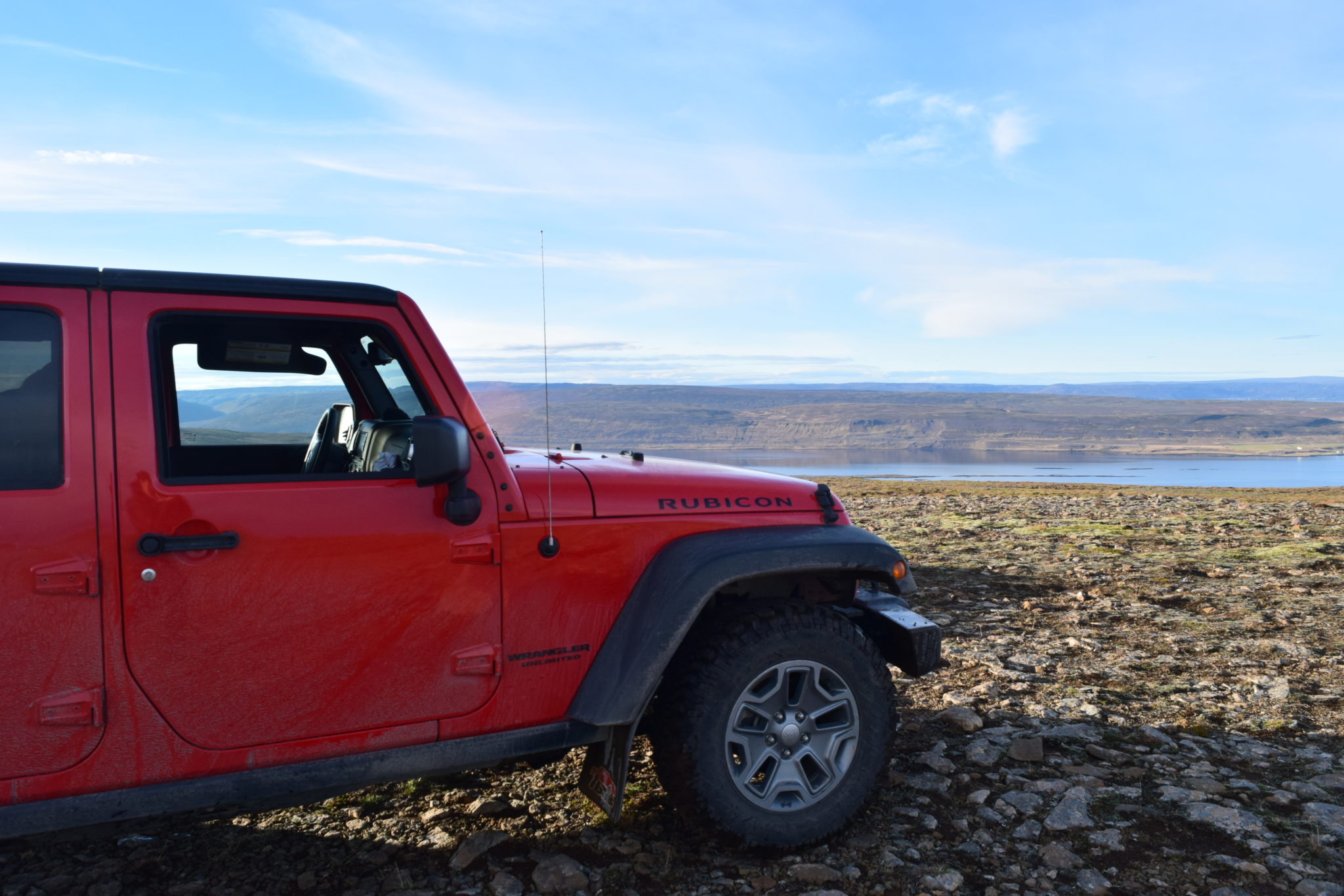 Our campervan on top of a mountain in the Westfjords