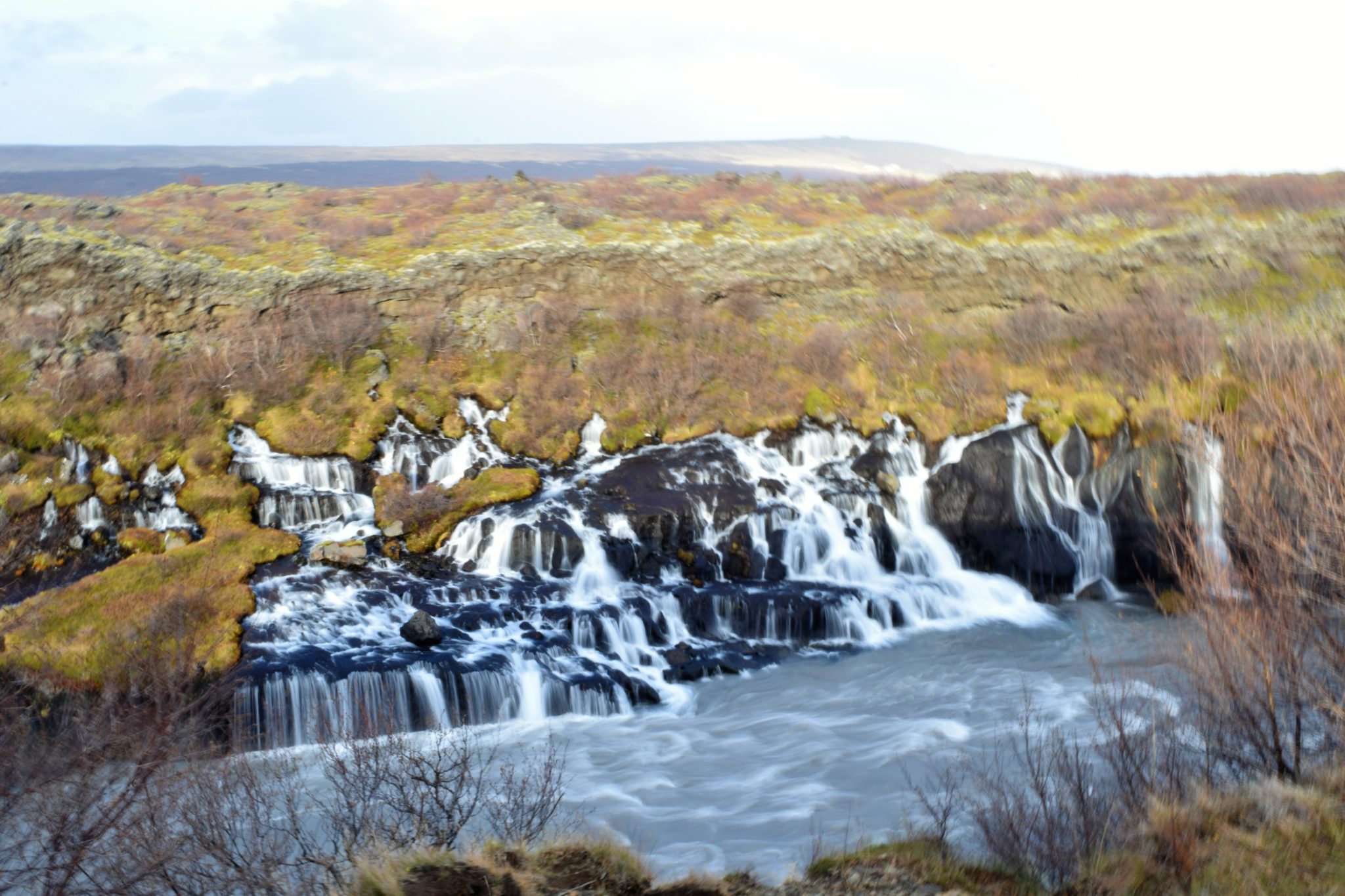 Hraunfossar and Barnafoss side by side