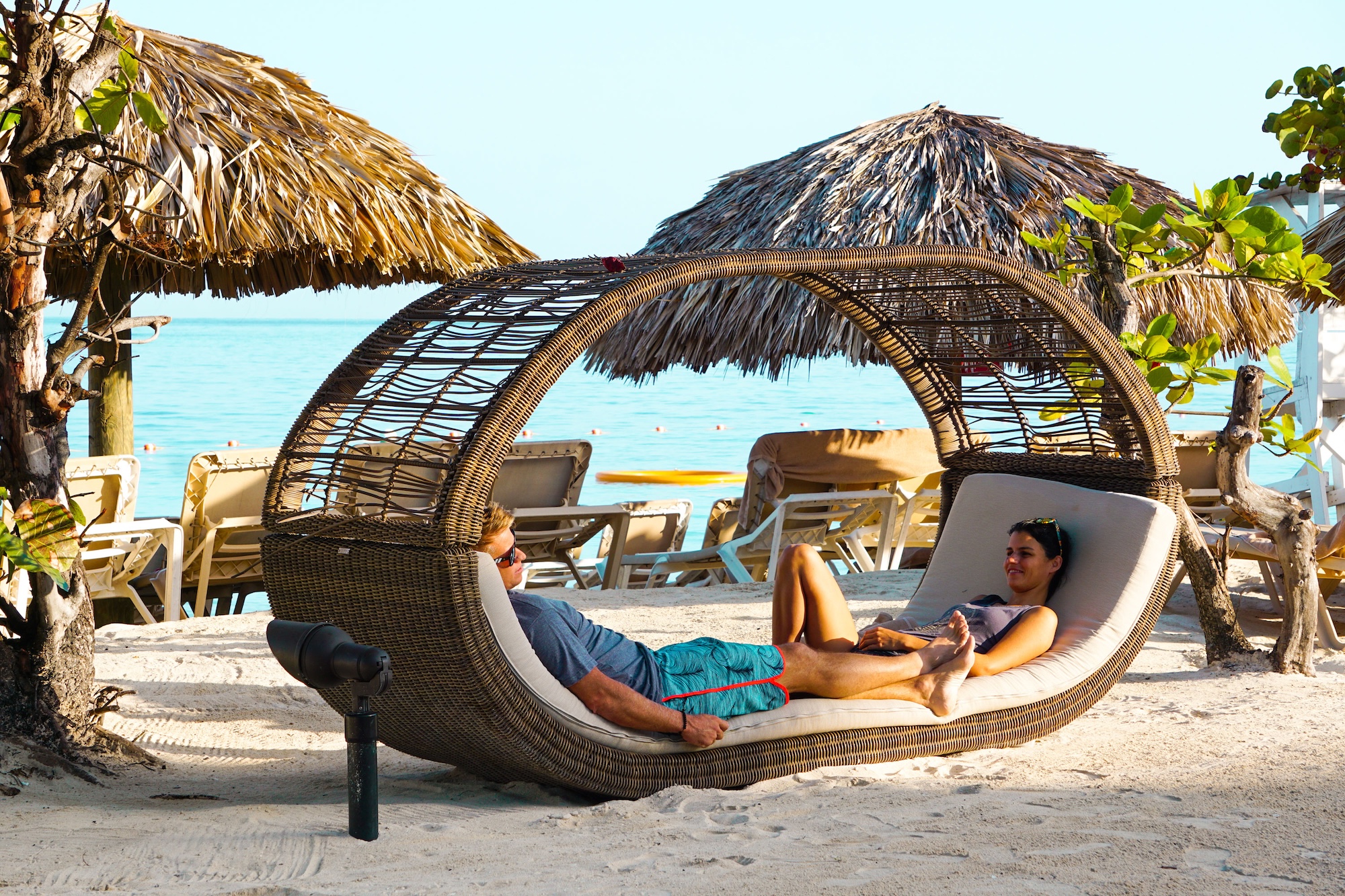 Couples beach chairs at Sandals Montego Bay