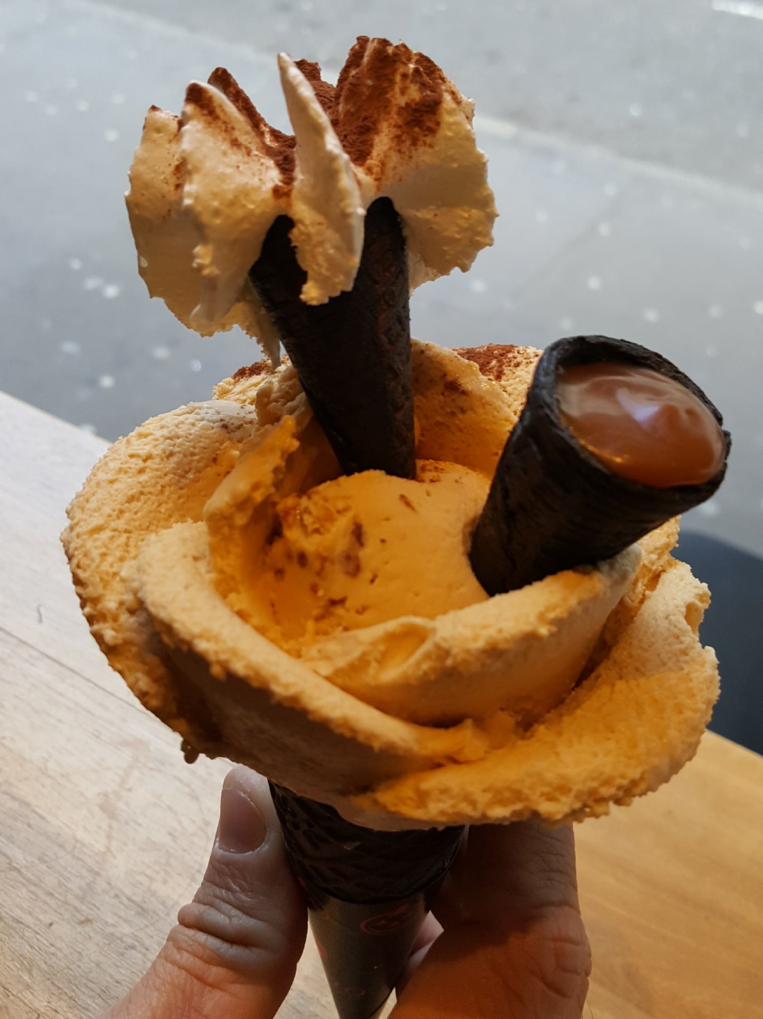Amorino ice cream, shaped like a rose
