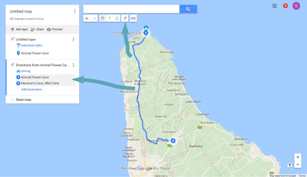 Adding a driving route