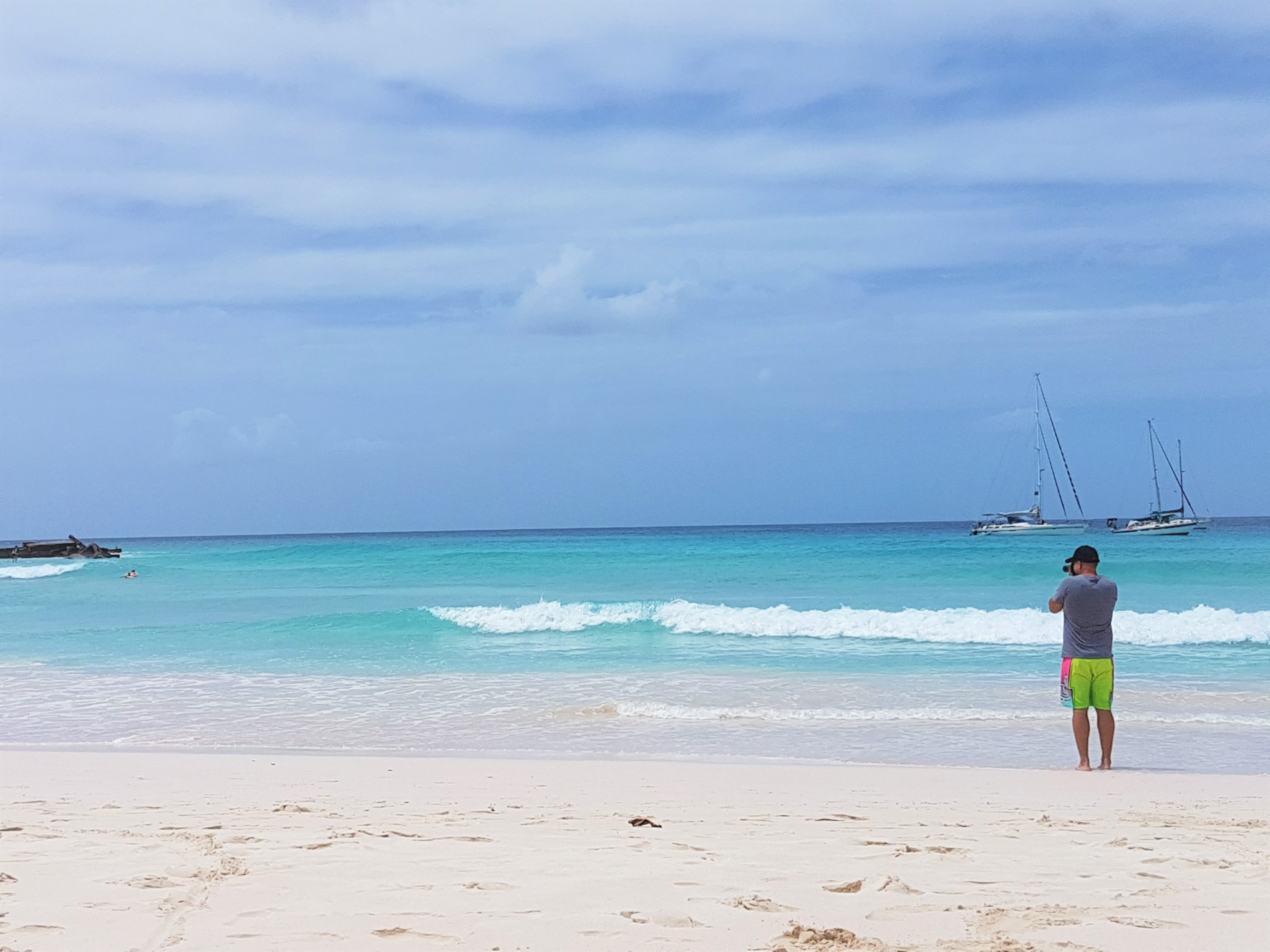 Pebbles Beach — continue north for more turtles around Carlisle Bay