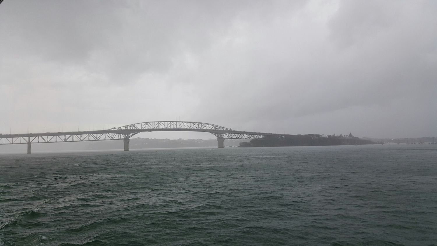 Auckland Harbour Bridge on a gloomy day